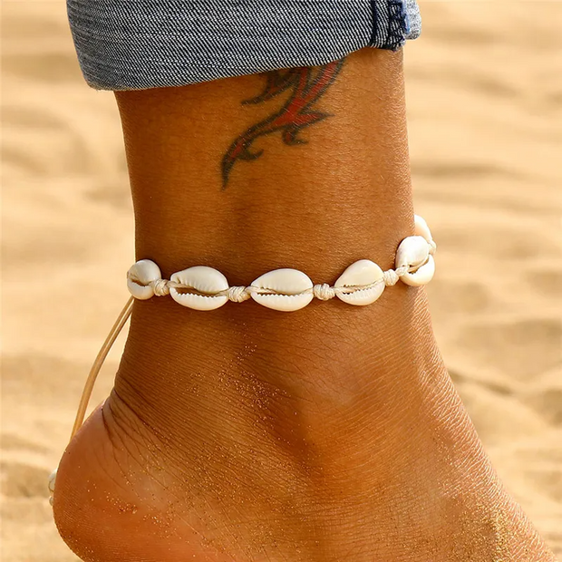 Bohemian shell anklets