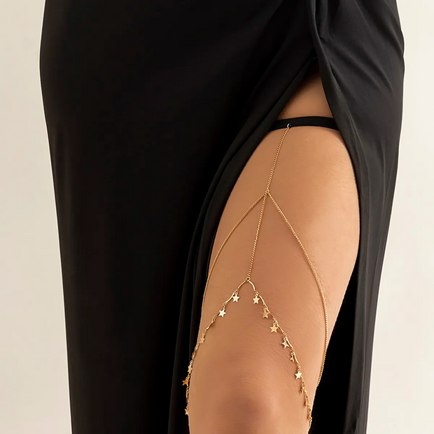 Multilayer Pearl Clip Bead Leg Chain