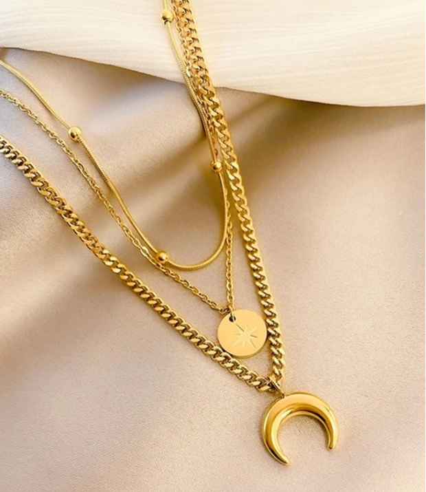 Triples moon Necklace