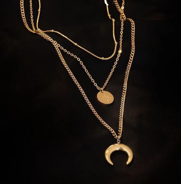 Triples moon Necklace