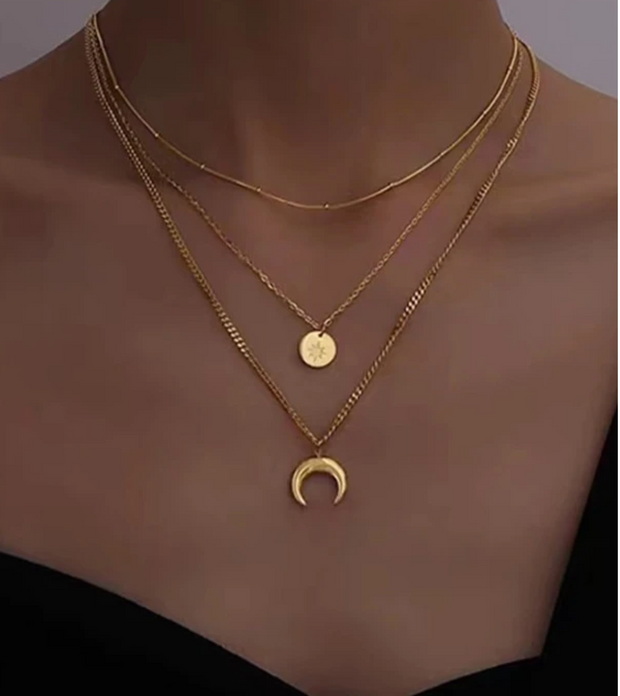 Triples moon Necklace